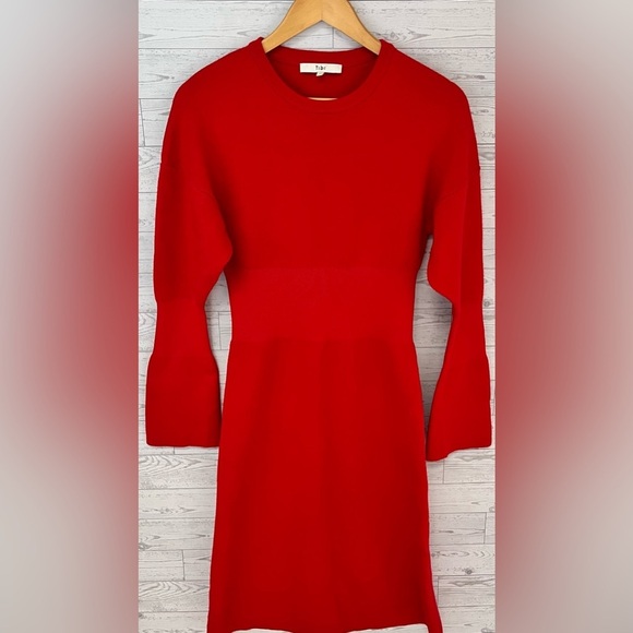 Tibi Women's Merino Wool Long Sleeve Knit Midi Dress Size XS Red - Picture 3 of 8